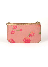 Salmon Pink Clutch With Thread Embroidered Floral Pattern Online - Kalki Fashion