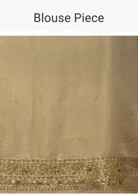 Sand Beige Banarasi Saree In Georgette With Golden And Silver Weaved Buttis Online - Kalki Fashion