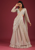 Sandshell Cream Palazzo Saree In Sequins Embroidery