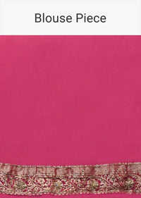 Scarlet Red And Magenta Ombre Banarasi Saree In Georgette With Weaved Floral Jaal And Stone Work Online - Kalki Fashion