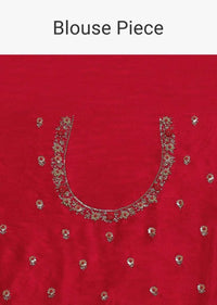 Scarlet Red Banarasi Saree In Georgette With Weaved Paisley Jaal And Thread Embroidered Border Online - Kalki Fashion