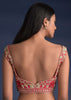 Scarlet Red Blouse In Raw Silk With Floral Jaal Embroidery