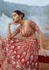 Scarlet Red Lehenga Choli In Raw Silk With 3D Flowers And Cut Dana Embroidered Summertime Flowers And Geometric Motifs