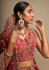 Scarlet Red Lehenga Choli In Raw Silk With Zari Embroidered Feminine Floral Kalis