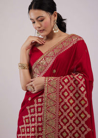 Maroon Red Dola Silk Saree With Intricate Embroidery