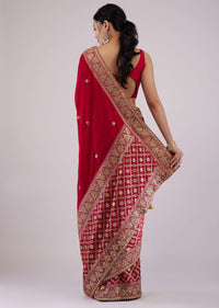 Maroon Red Dola Silk Saree With Intricate Embroidery