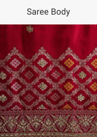 Maroon Red Dola Silk Saree With Intricate Embroidery