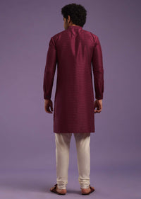 Berry Red Kurta In Art Silk With Sequins Work