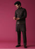 Wine Red Jacket Kurta Set In Silk With Heavy Threadwork And Abla
