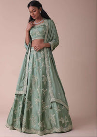 Pista Green Lehenga With Handwork Embroidery