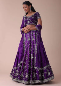 Violet Purple Ombre Lehenga With Handwork Embroidery
