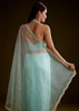 Sea Green Crush Tissue Saree With Stone And Moti Embroidery And Scallop Border