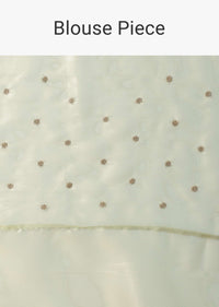 Sea Green Foil Saree In Tissue With Cut Dana Embroidered Borders