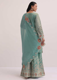 Sea Green Gotta Work Kurta Palazzo Set