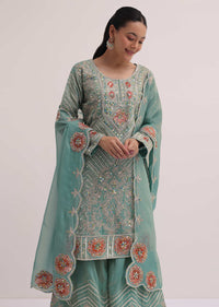 Sea Green Gotta Work Kurta Palazzo Set