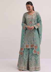 Sea Green Gotta Work Kurta Palazzo Set