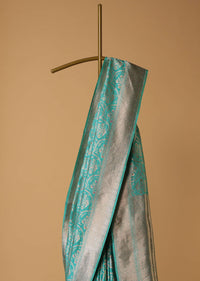 Sea Green Silk Saree With Meenakari Work In Uppada Silk