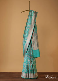 Sea Green Silk Saree With Meenakari Work In Uppada Silk