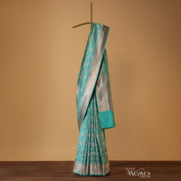 Sea Green Silk Saree With Meenakari Work In Uppada Silk