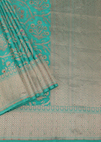 Sea Green Silk Saree With Meenakari Work In Uppada Silk