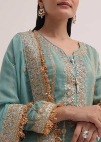 Sea Green Tissue Silk Palazzo Set