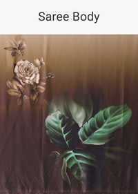 Seal Brown Printed Saree With Swarovski Embellishment