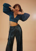 Persian Blue Palazzo And Crop-Top Set