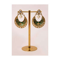 Self carved chandbali earring enhanced with kundan and  pearl