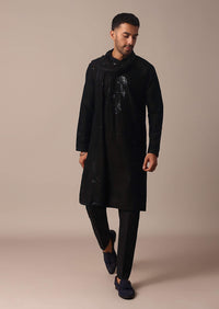 Sequin Work Black Kurta Set With Dupatta