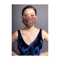 Set Of Three Cotton Face Masks In Maroon With Beautiful Block Printed Floral Buttis Online - Kalki Fashion