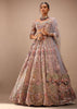 Light Pink Lehenga Set With A Choli In Moti Embroidery, Crop Top Comes In Half Sleeves With Cut Work