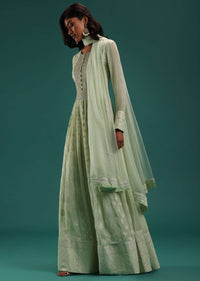 Pista Green Lucknowi Embroidered Anarkali Set