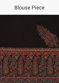 Black Cotton Silk Pashmina Woven Saree With An Unstitched Blouse