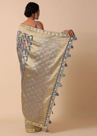 Grey Georgette Khaddi Saree With Banarasi Weave