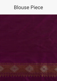 Plum Purple Banarasi Handloom Saree In Katan Silk With Unstitched Blouse