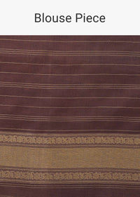 Mauve Purple Handloom Saree In Kora Silk With Kadhva Weave And Unstitched Blouse