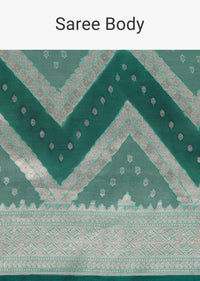 Sky Blue Georgette Saree In Banarasi Kora Zari Rangkat Weave With An Unstitched Blouse