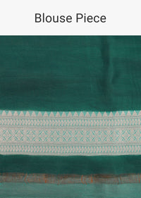 Sky Blue Georgette Saree In Banarasi Kora Zari Rangkat Weave With An Unstitched Blouse