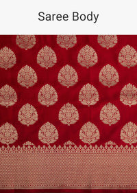 Apple Red Upada Silk Saree With Butta Weave