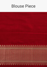 Apple Red Upada Silk Saree With Butta Weave