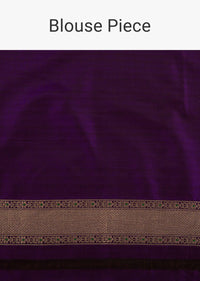 Grape Purple Saree In Uppada Silk With Meenakari Butta Jaal Weave And Unstitched Blouse