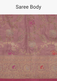 Lavender Purple Saree In Uppada Silk With Meenakari Weave And Unstitched Blouse