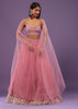 Petal Pink Embroidered Bridesmaid Lehenga Set In Crepe