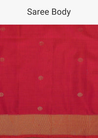 Teaberry Pink Handloom Saree In Album Silk With South Paithani Pallu And Unstitched Blouse