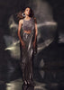 Metallic Silver Pre-Pleated Saree In Satin With An Embroidered Halter Blouse - DEME X KALKI