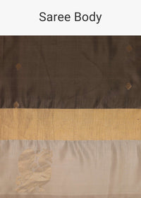 Iron Grey Silk Saree In Zari Weave With Grey Border