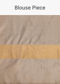 Iron Grey Silk Saree In Zari Weave With Grey Border