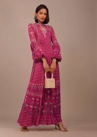 Printed Anarkali Kurti With Stone Work In Crepe