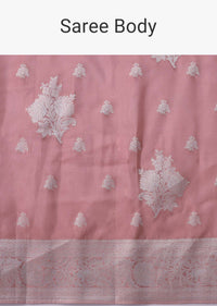 Nostalgia Rose Pink Woven Saree In Dola Silk And Silver Weave