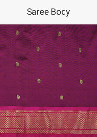 Grape Purple Maharashtrian Paithani Woven Saree In Katan Silk With Paithani Pallu And Unstitched Blouse